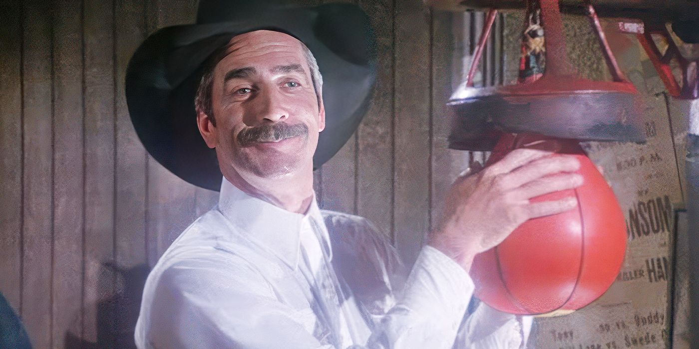 Sam Elliott smiling widely as Chance in The Yellow Rose 