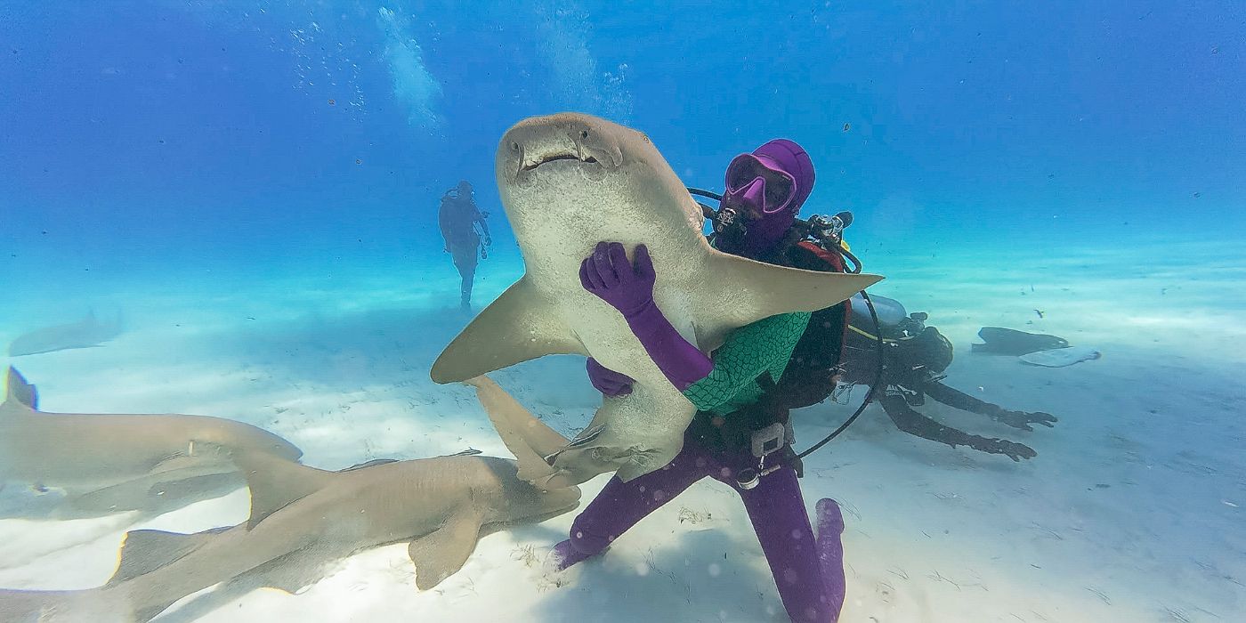 Underwater Jamie Ferguson Holding Shark (1)