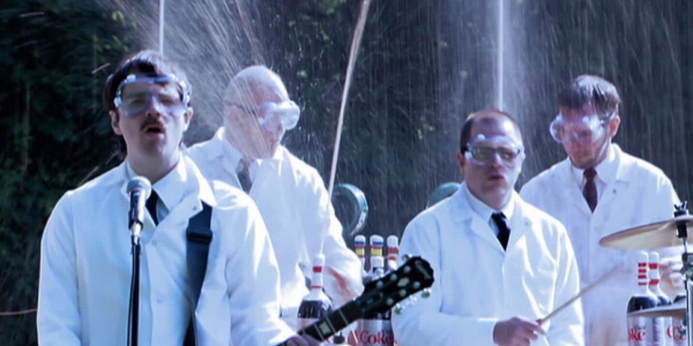 The band Weezer in their music video for "Pork and Beans"