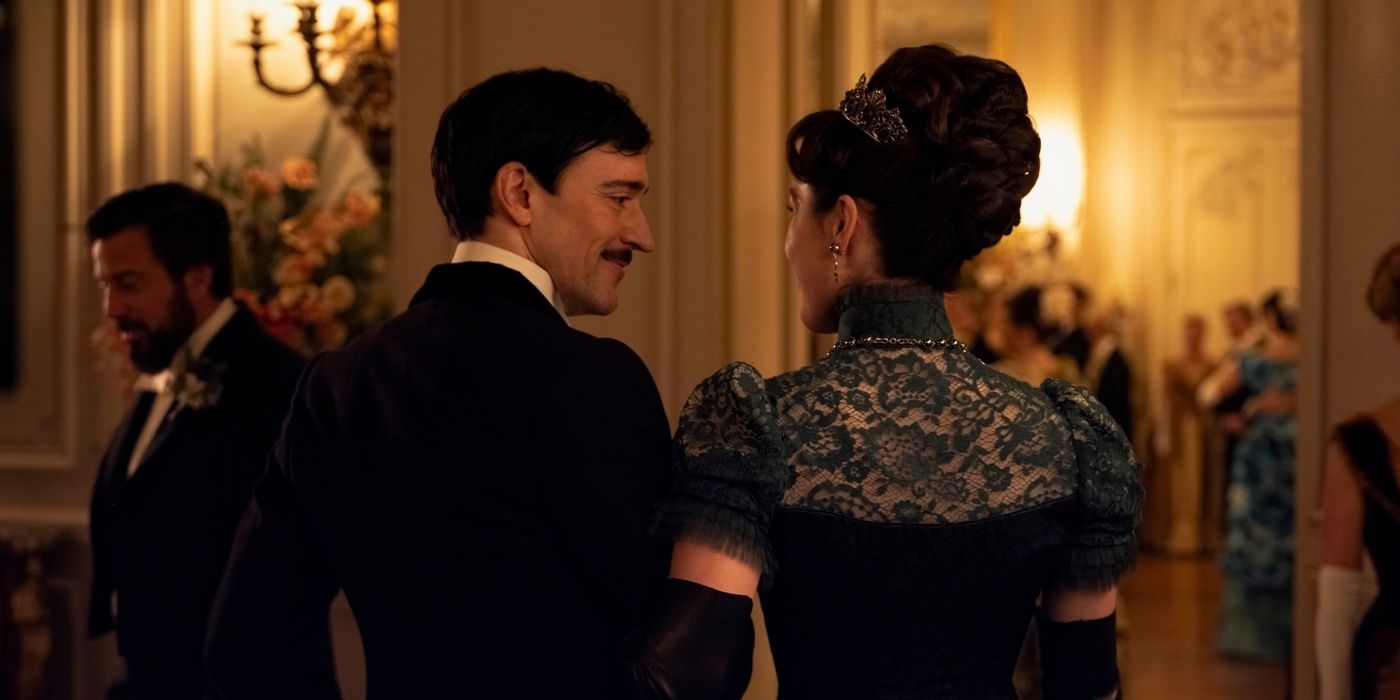 Oscar (Blake Ritson) and Mrs. Winterton (Kelley Curran) in The Gilded Age Season 3 finale
