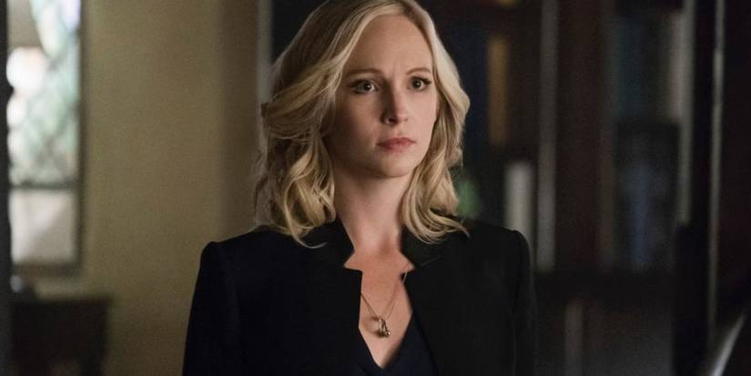 Candice King as Caroline Forbes staring ahead in The Vampire Diaries.