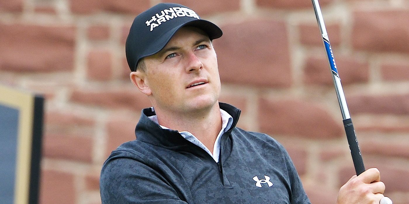 Jordan-Speith looking to the distance after a golf swing