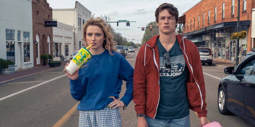 Kathryn Newton and Kyle Allen walking dully by the street in The Map of Tiny Perfect Things