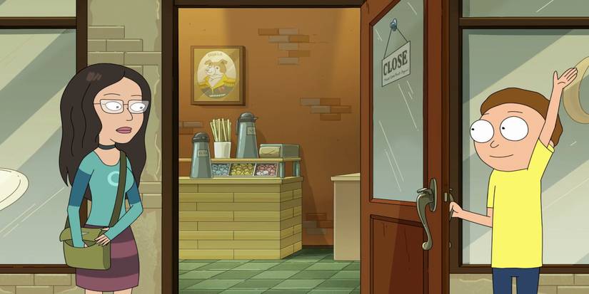Morty opens the door for a young girl in Rick and Morty.