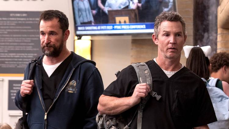 Noah Wyle and Shawn Hatosy in The Pitt