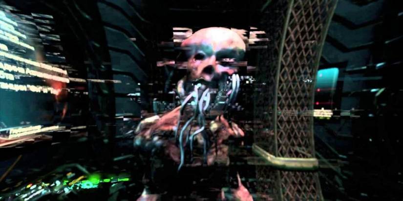 A robot glitching the screen in Soma
