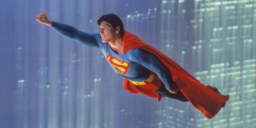 Christopher Reeve flying in the Superman (1978) movie directed by Richard Donner