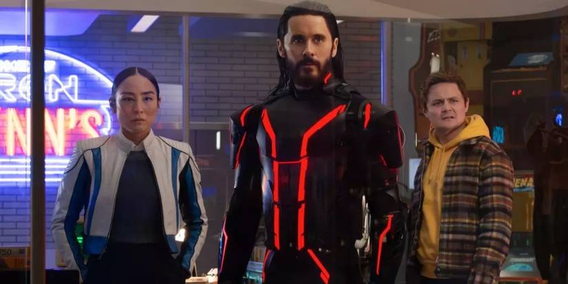 Greta Lee, Jared Leto, and Arturi Castro in 'Tron: Ares'.
