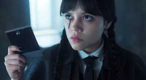 Jenna Ortega holding a photo with black liquid coming out of her eye in Wednesday Season 2.