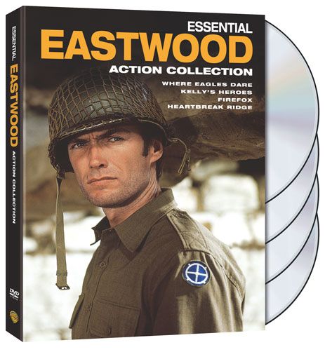 Essential Eastwood: Action Collection with Firefox, Heartbreak Ridge, Kelly's Heroes, Where Eagles Dare on DVD.