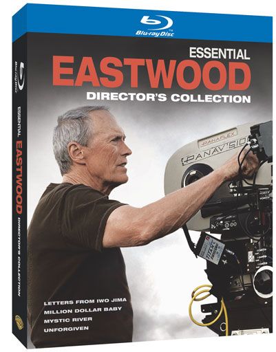 Essential Eastwood: Director’s Collection in both Blu-ray and DVD; includes: Letters from Iwo Jima, Million Dollar Baby, Mystic River and Unforgiven.