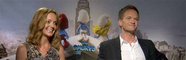 Neil Patrick Harris and Jayma Mays THE SMURFS, A VERY HAROLD & KUMAR CHRISTMAS interview slice