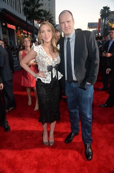 Scarlett Johansson and Kevin Feige Captain America 2 3