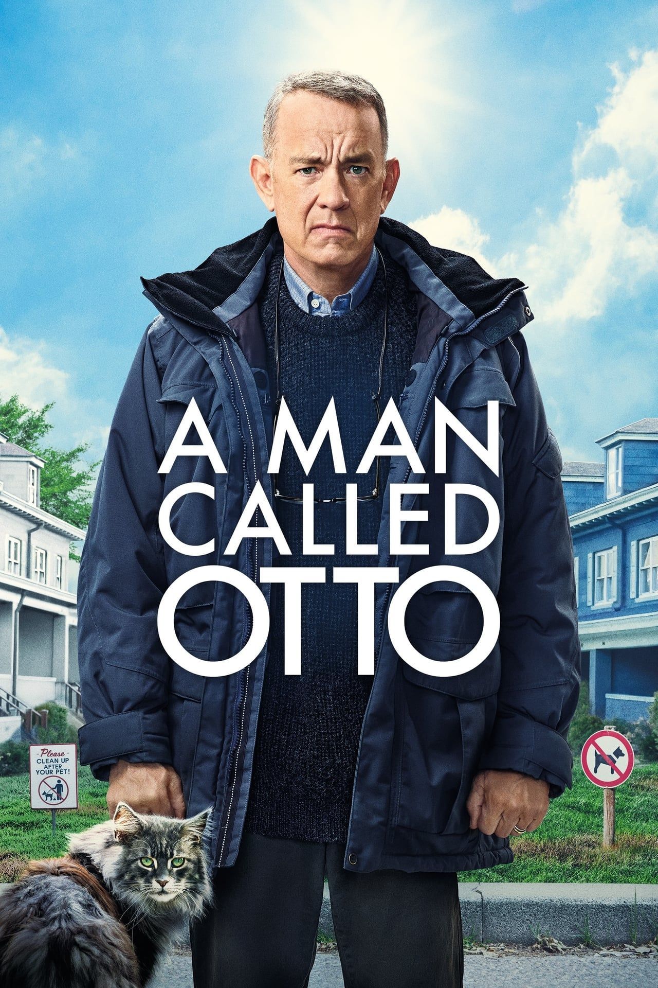 A Man Called Otto Movie Poster Showing Tom Hanks with a Cat