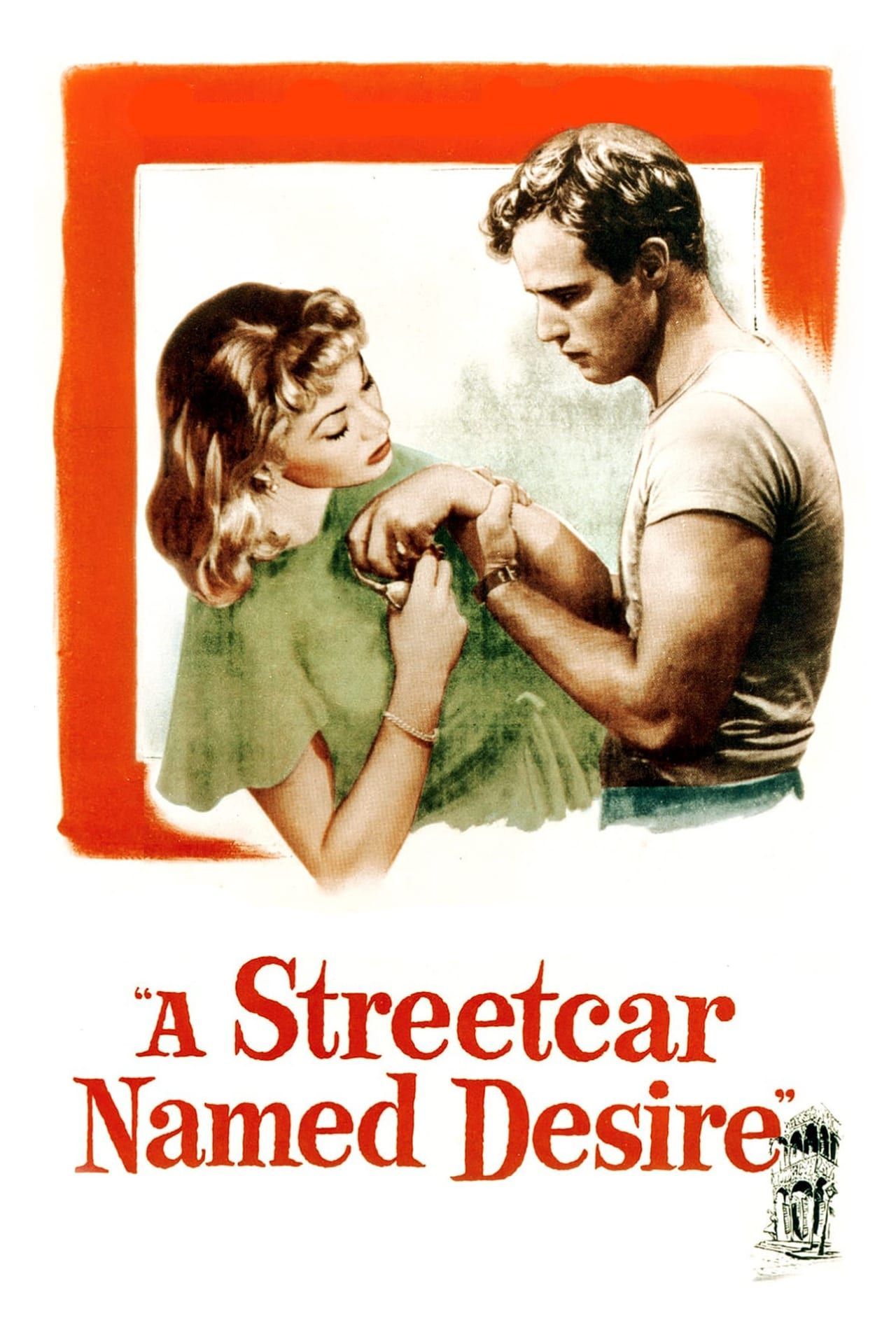 A Streetcar Named Desire Movie Poster Showing Marlon Brando Grabbing Vivien Leigh Wrist