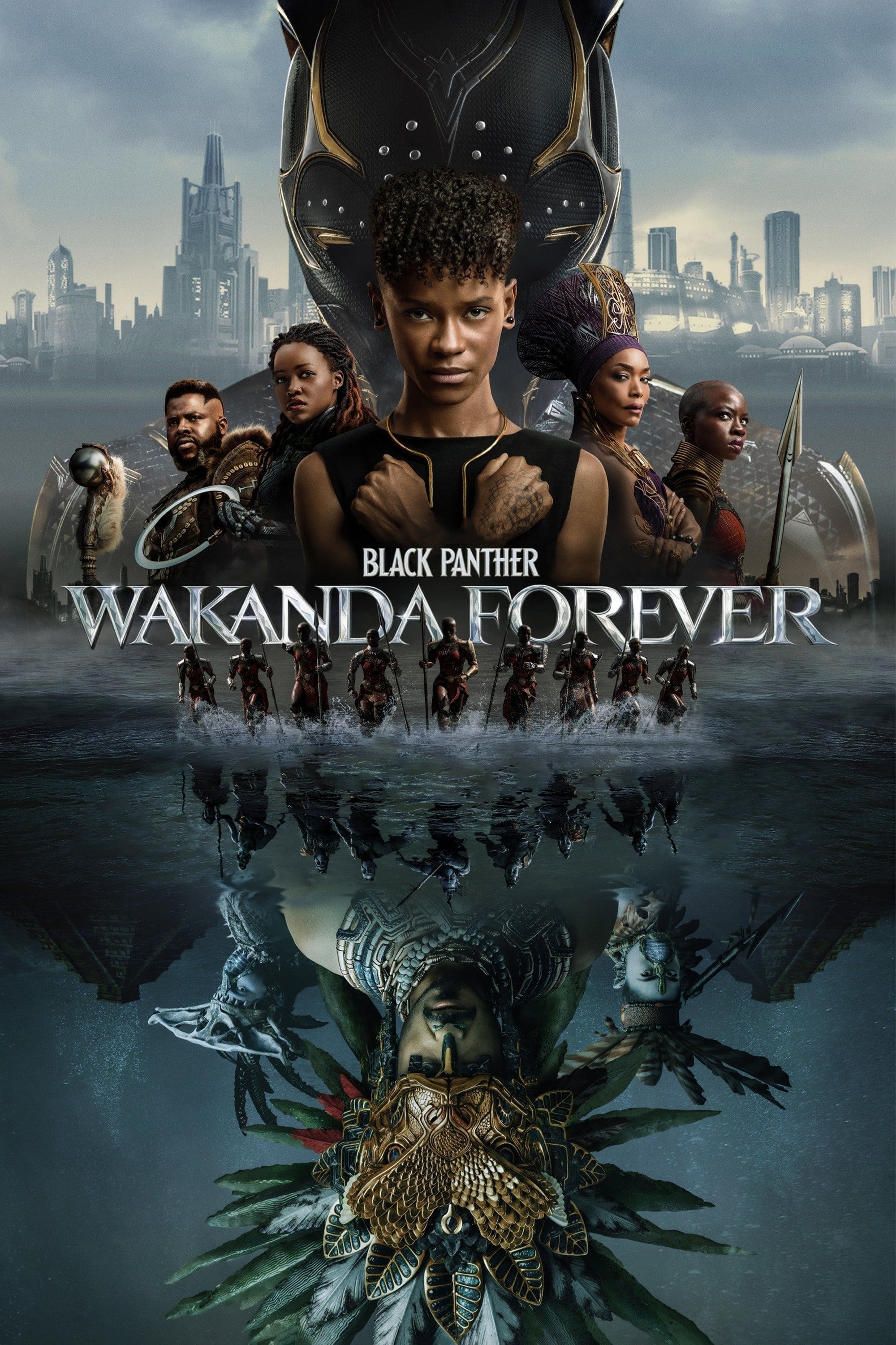 Póster de Black Panther Wakanda Forever que representa a Wakanda y Namor