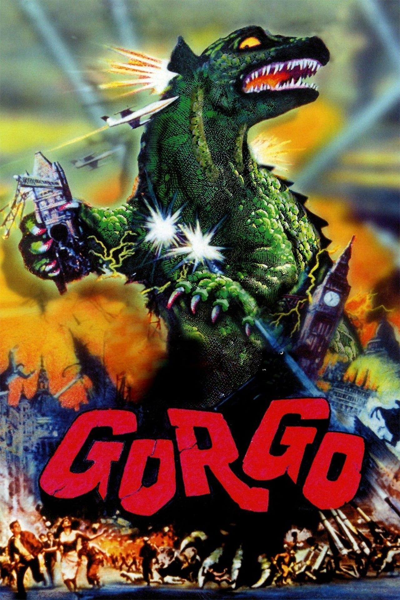 Gorgo Movie Poster Showing a Godzilla-like Creature Attacking a City