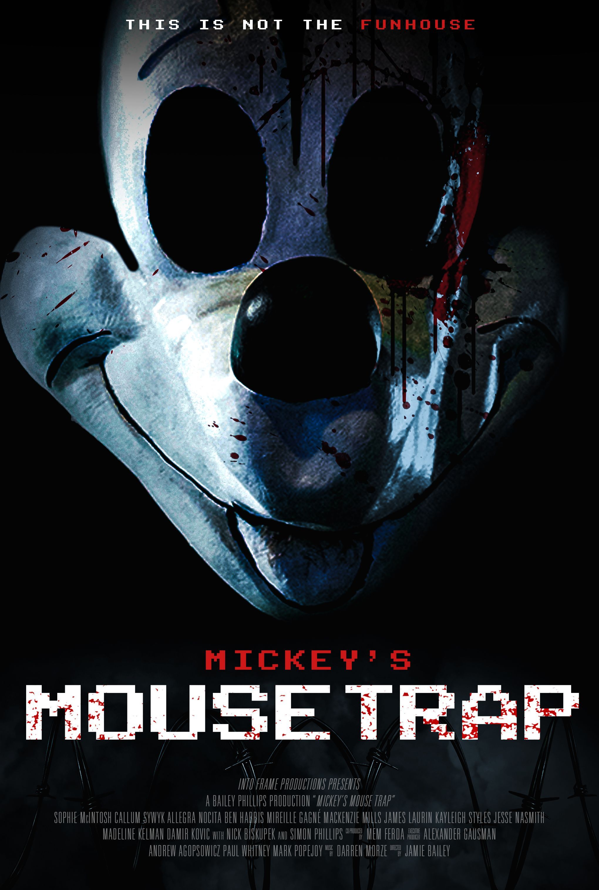 Mickey's Mouse Trap Movie Poster Featuring a Killer Dressed in a Bloody Mickey Mouse Mask