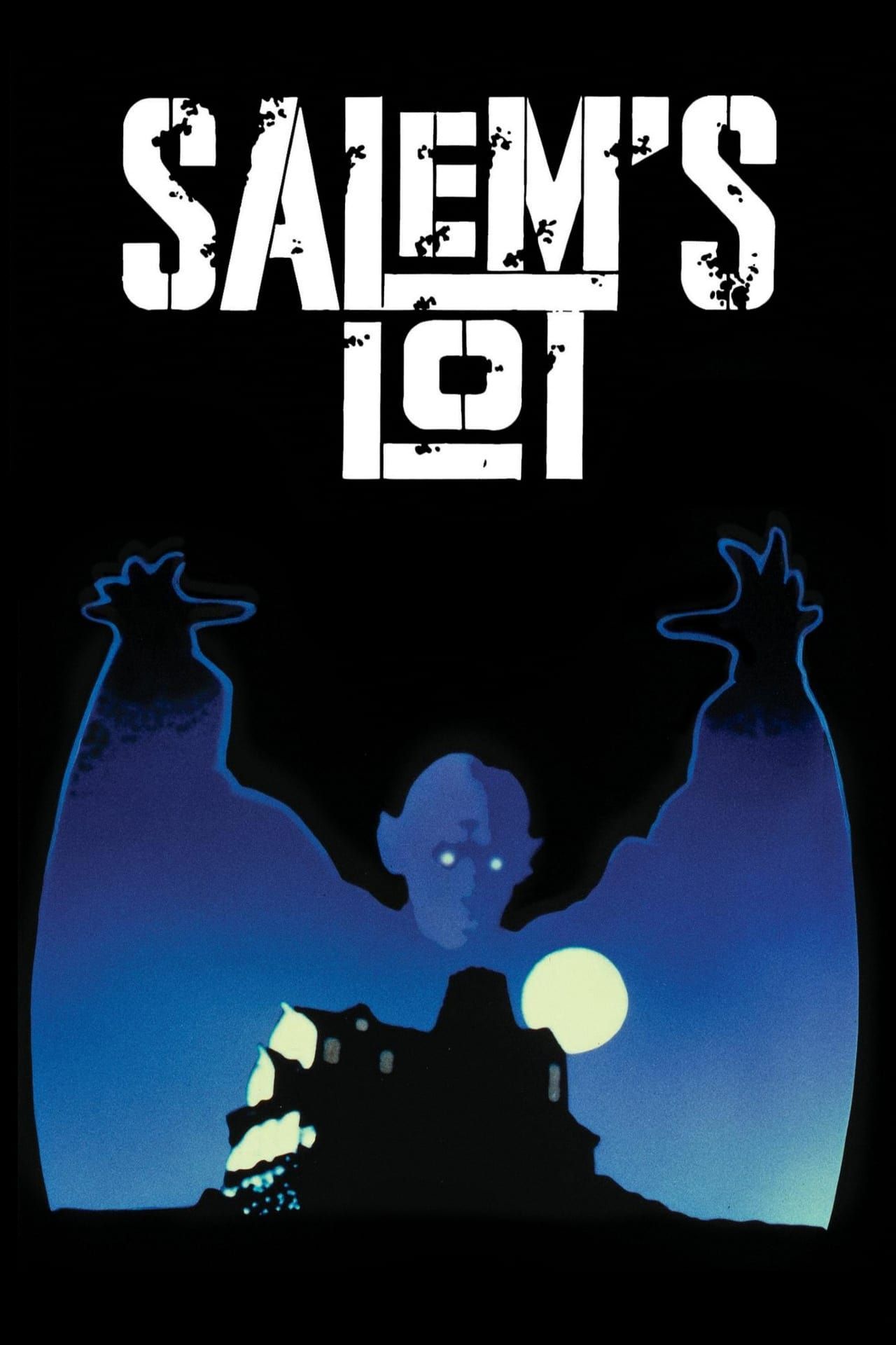 Salems Lot 1979 Poster Featuring a Vampire with His Arms Raised above a House in the Moonlight