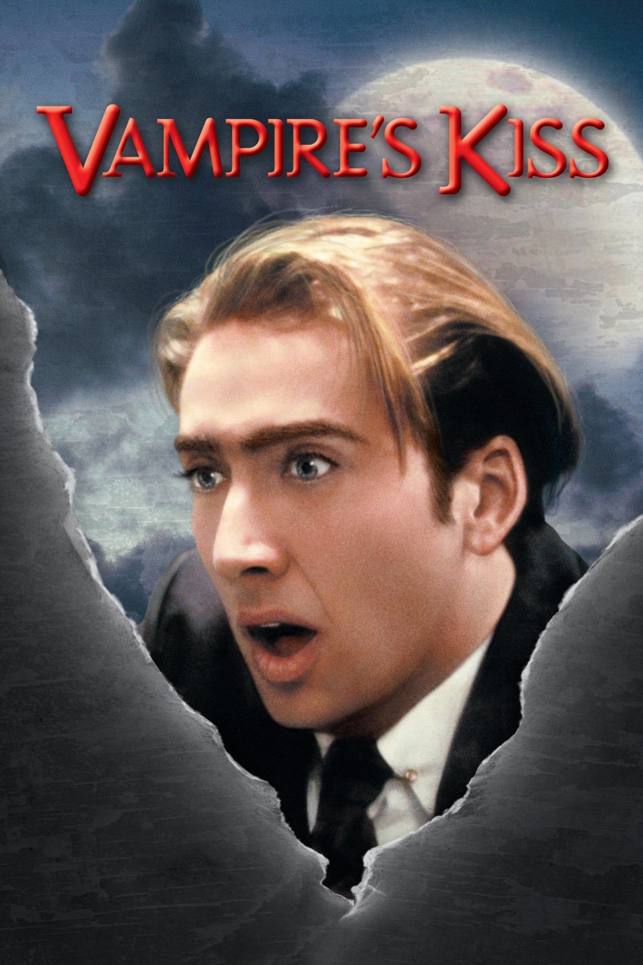 Vampire&rsquo;s Kiss Movie Poster With Nicolas Cage in Front of the Moon