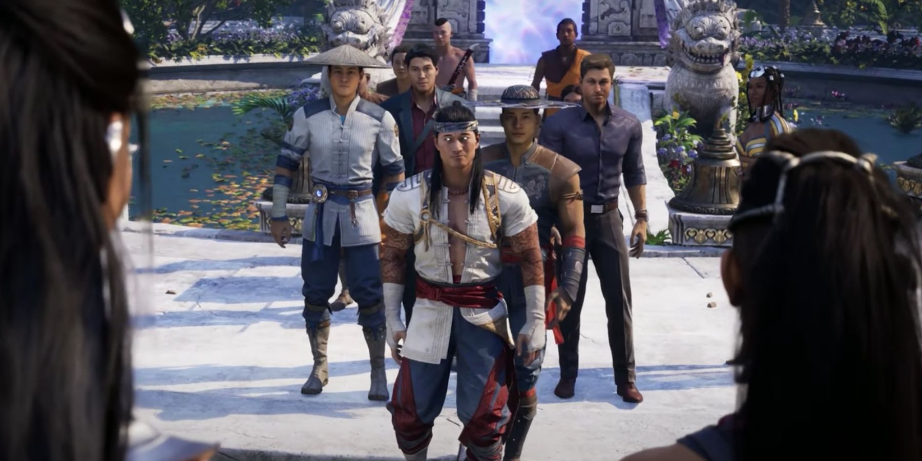 A group of characters walking in Mortal Kombat 1