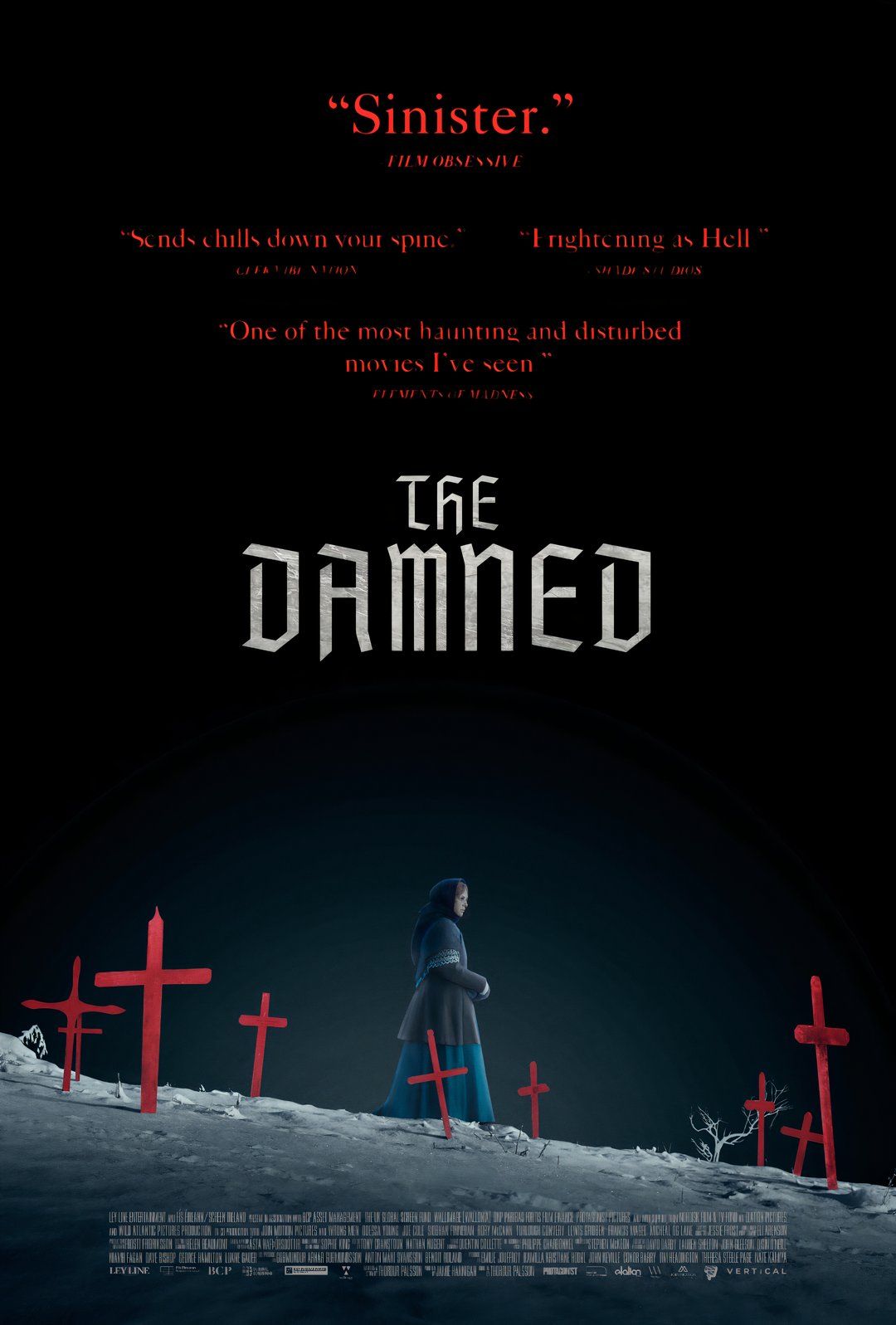 The Damned 2025 movie poster with red crosses