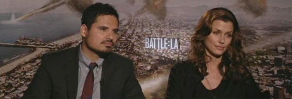 Michael Pena and Bridget Moynahan Interview BATTLE: LOS ANGELES slice